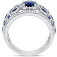 thumbnail image 5 of Round Cut Blue Sapphire and 0.45 CT. T.W. Diamond Band in 14K Gold, 5 of 8