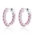 thumbnail image 1 of Lab Created Gemstone Huggie Hoop Earrings in Sterling Silver, 1 of 6