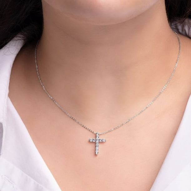 Set of Lab Created White Sapphire Pendants in Sterling Silver