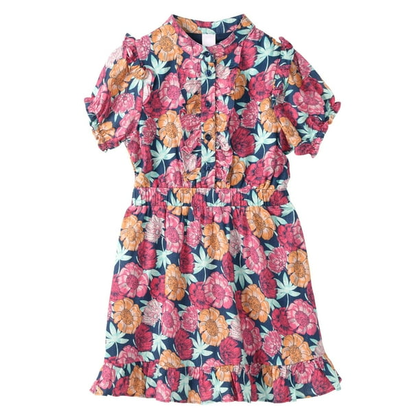 scotch and soda pink dress Scotch & Soda Girls Pink Floral Ruffle Neck Dress SSP26SGD-22459 Size M 7/8 NEW