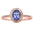 thumbnail image 1 of Oval Cut Gemstone and 0.15 CT. T.W. Halo Diamond Ring in 14K Gold, 1 of 6
