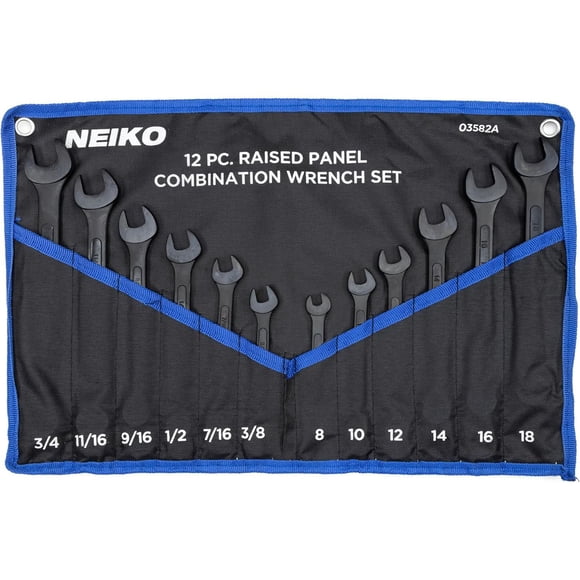 Neiko Combination Wrench Set, 12-Piece SAE & Metric