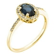 thumbnail image 2 of Oval Cut Gemstone and 0.15 CT. T.W. Halo Diamond Ring in 14K Gold, 2 of 3