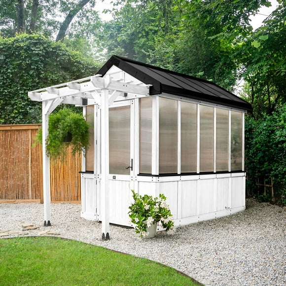 Backyard Discovery 9' x 6' Traditional Cedar Greenhouse in White - DIY