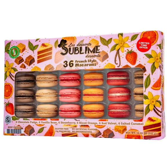 Sublime Desserts Macarons Assorted Flavors, Frozen, 36 ct.