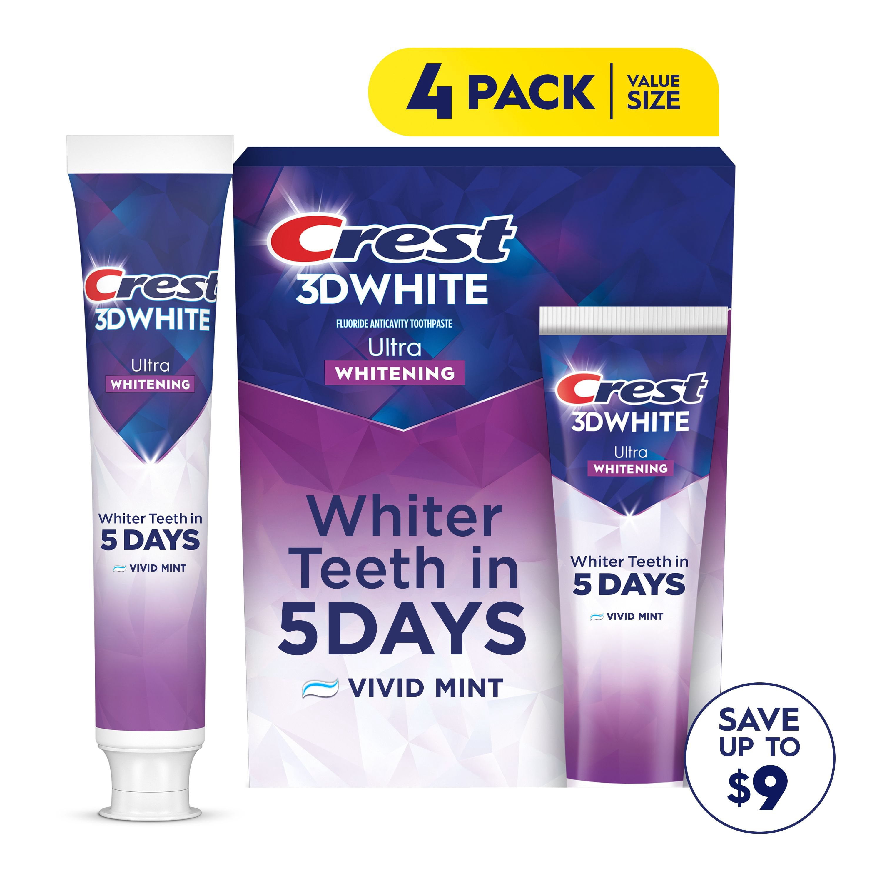 Crest 3D White Vivid Mint Ultra Whitening Toothpaste, 5.2 oz., 4