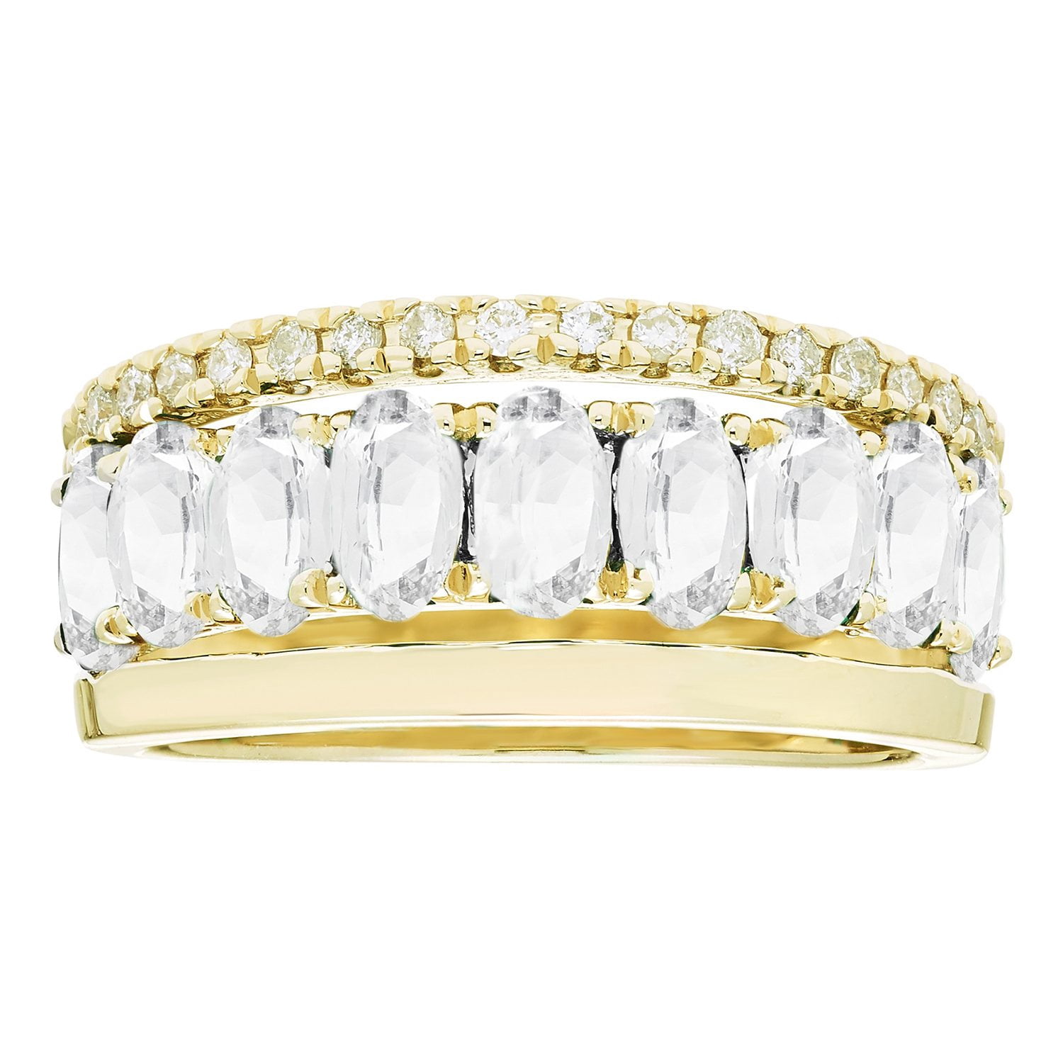 Real Diamond Stack Rings Lab Created Oval Cut Gemstone and .18 CTTW Diamond Stack Ring in 14K ...