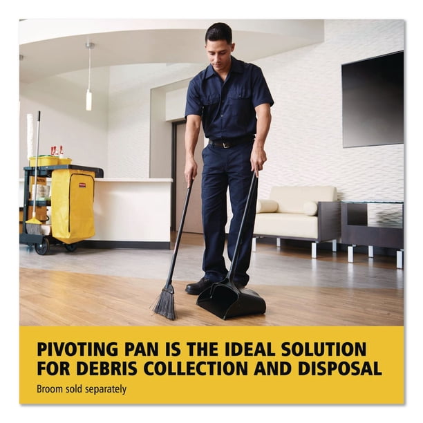 Rubbermaid Commercial Lobby Pro Upright Dust Pan with Wheels Black