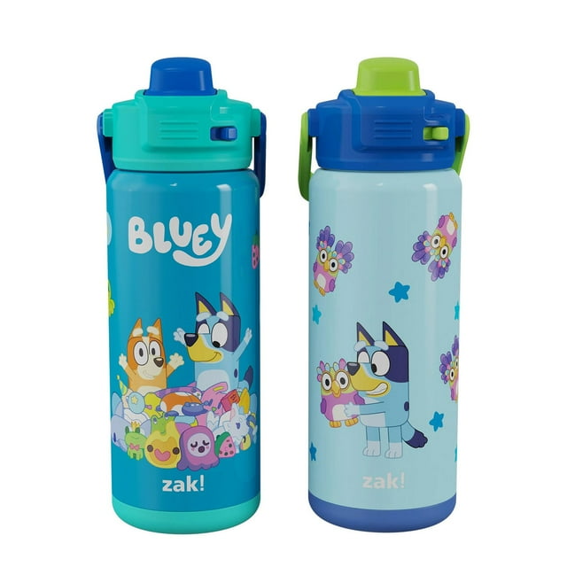 Zak Designs 20-oz. Stainless Steel Double Wall Beacon Straw Bottle for Kids, 2 pack, Choose Character