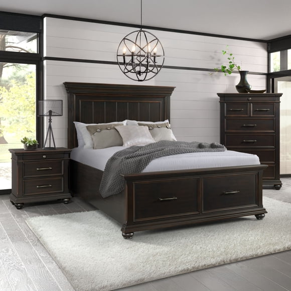 Society Den Brooks Poplar Wood Platform Storage Bedroom Set, Assorted Sizes and Sets