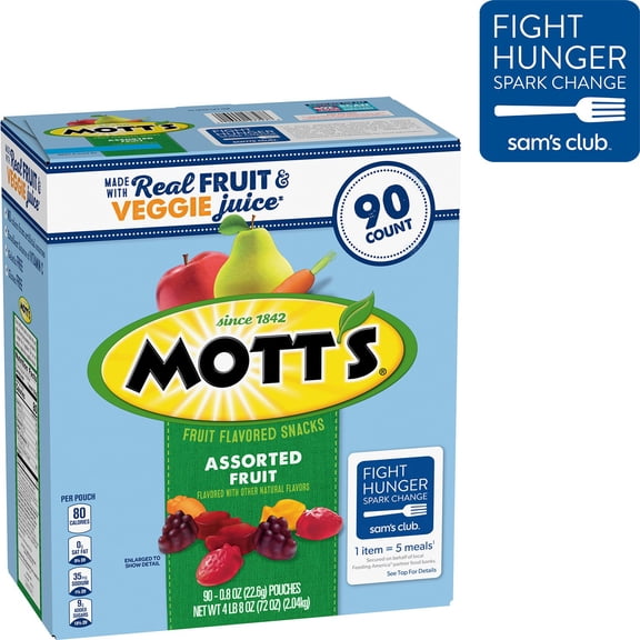 Mott's Assorted Fruit Flavored Snacks, 0.8 oz., 90 pk.