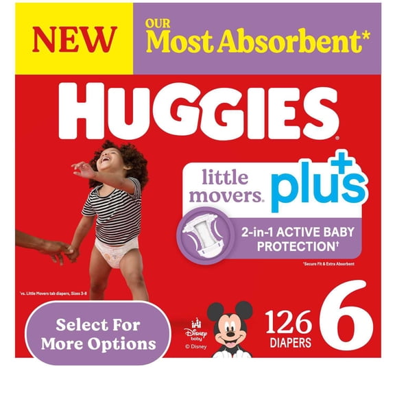 Huggies Little Movers Plus Baby Diapers, Size 3-7