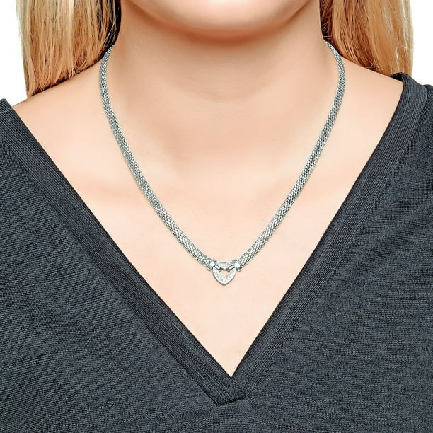 0.12 CT. T.W. Diamond Heart Necklace in Italian Sterling Silver