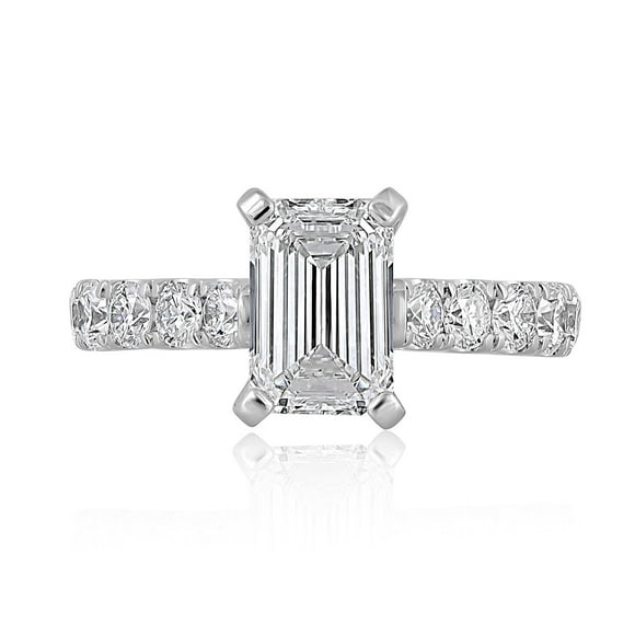 Lab Created Emerald Cut Diamond Ring in 18K Gold