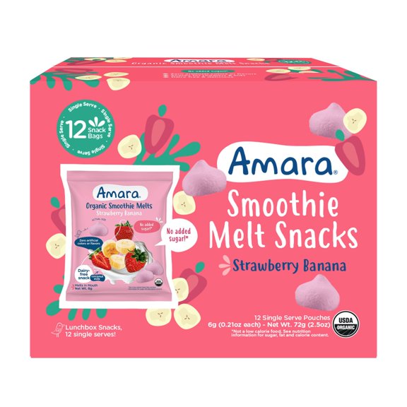 Amara Organic Strawberry Banana Smoothie Melts, 12 pk.