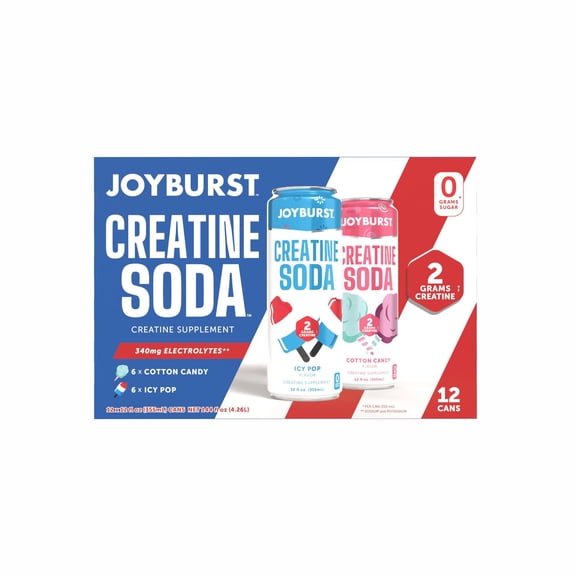 Joyburst Creatine Soda Variety Pack, 12 fl. oz., 12 pk.