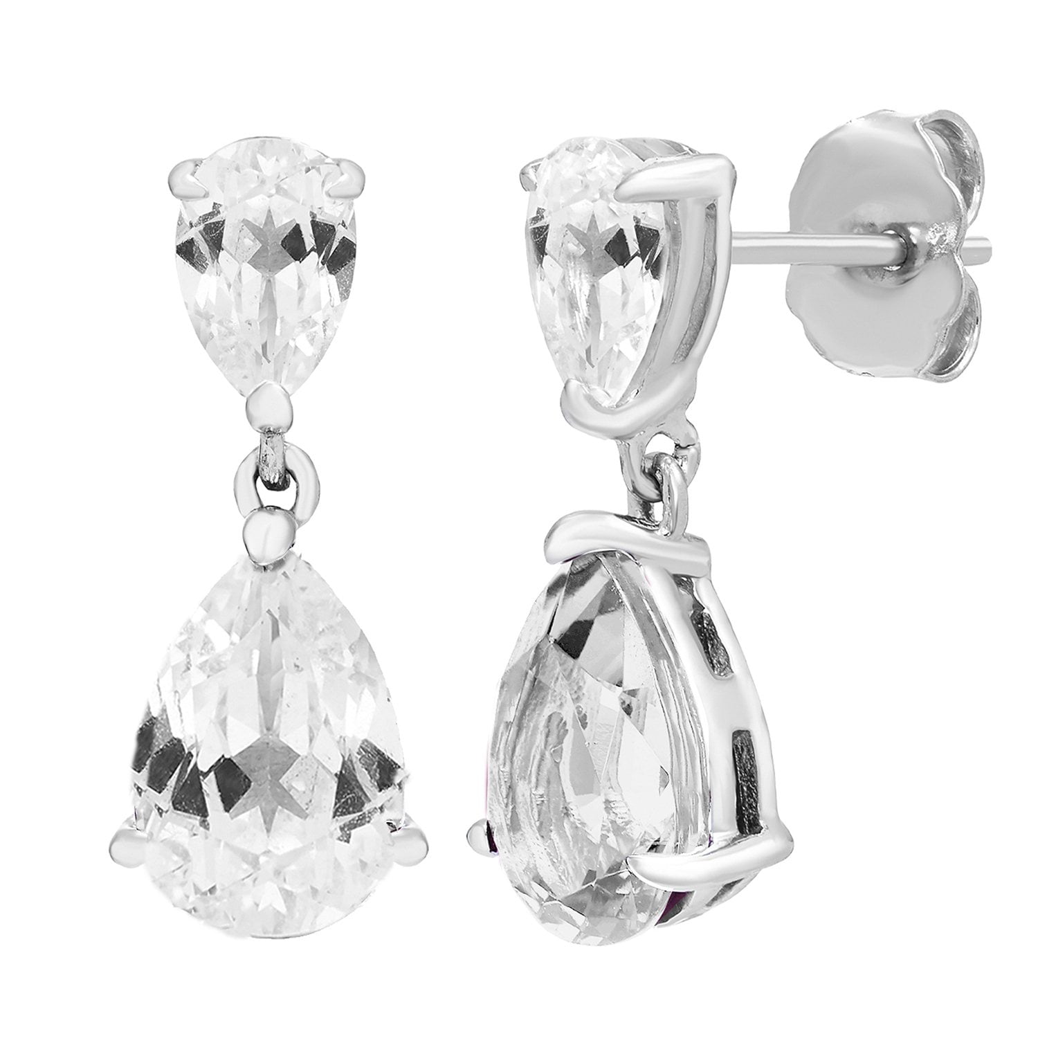 アクセサリー Pear Shaped Stone Ear Charms Pear Cut Lab Gemstone Earring and Necklace Set in Sterling