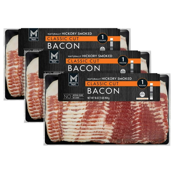 Member's Mark Naturally Hickory Smoked Bacon, 1 lb., 3 pk.