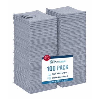 Simpli-Magic Multi-Purpose Microfiber Cleaning Cloth Wash Towels, Pack of 100 (12” x 12”), Choose Color