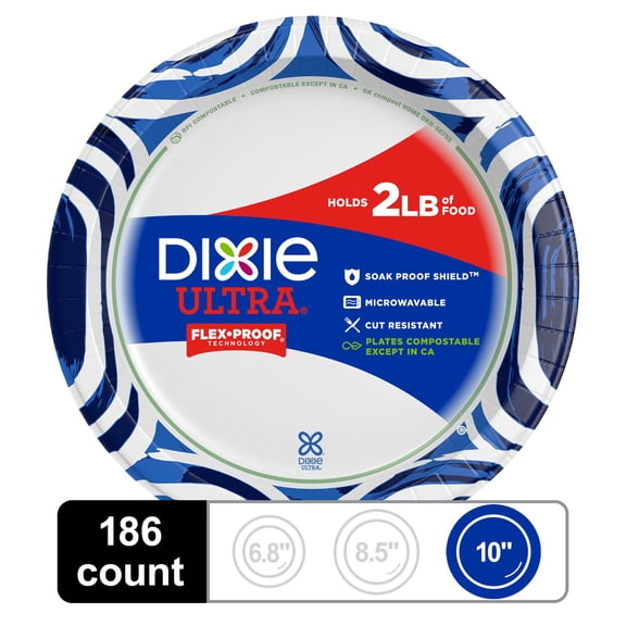 Dixie Ultra Heavyweight Dinner Paper Plates, 10", 186 ct.
