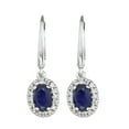 thumbnail image 2 of Oval Cut Genuine Gemstone and 0.16 CT. T.W. Diamond Dangle Earrings in 14K Gold, 2 of 5