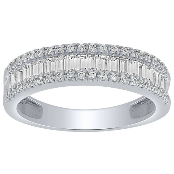 0.46 CT. T.W. Baguette and Round Diamond Band in 14K Gold