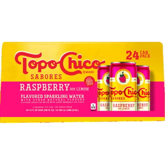 Topo Chico Sabores Raspberry with Lemon Cans, 12 fl. oz., 24 pk.