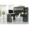 thumbnail image 1 of Bestar Dayton 65W L-Shaped Desk with Hutch In Bark Grey, 1 of 4