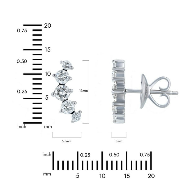 Dazzlingrock Collection Orecchini A Cerchio Climber In Oro 14k Con Diamanti Bianchi Naturali 0,40 Carati