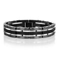 thumbnail image 1 of Spartan Stainless Steel with Black Spinel Gemstones Men's Bracelet, 1 of 4