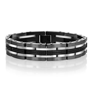 Spartan Stainless Steel with Black Spinel Gemstones Men's Bracelet