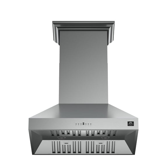 Forno Orvieto Wall Mount Range Hood In Stainless-Steel with Baffle Filters & Chimney