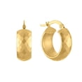 thumbnail image 3 of Diamond Cut Faceted Huggie Hoop Earrings in 14K Gold, 3 of 6