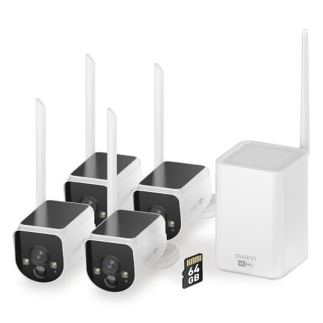 Swann MaxRanger 4K Long Range Solar Camera Security System, 4 pk.