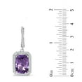 thumbnail image 5 of Cushion Cut Gemstone Halo Dangle Earrings in Sterling Silver, 5 of 5