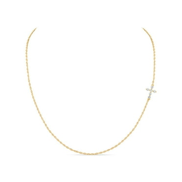 0.20 CT. T.W. Round Cut Diamond Cross Chain Necklace in 14K Gold