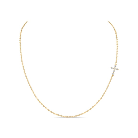 0.20 CT. T.W. Round Cut Diamond Cross Chain Necklace in 14K Gold