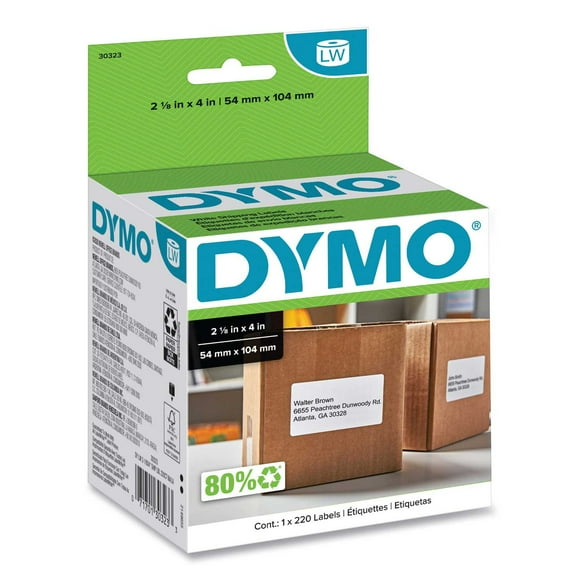 DYMO LabelWriter Shipping Labels, 2.12" x 4", White, 220 Labels/Roll