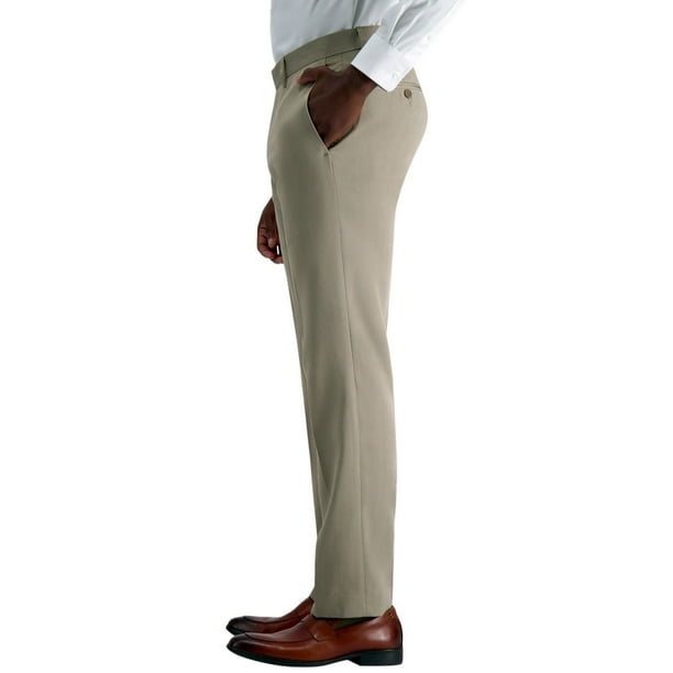 men's slim fit khaki dress pants Business Casual Khaki / 34W X 32L a hook and bar closure HUPOM Slim Fit Dress Pants