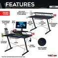 thumbnail image 5 of Techni Sport TS-200 Carbon Computer Gaming Desk with Shelving, Black, 5 of 9