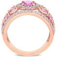 thumbnail image 5 of Pink Sapphire & 0.45 CT. T.W. Diamond Band in 14K Gold, 5 of 7