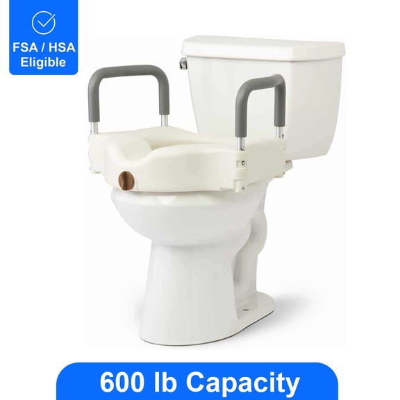 Medline Bariatric Raised Toilet Seat, 4 Inch, 600 lb Capacity