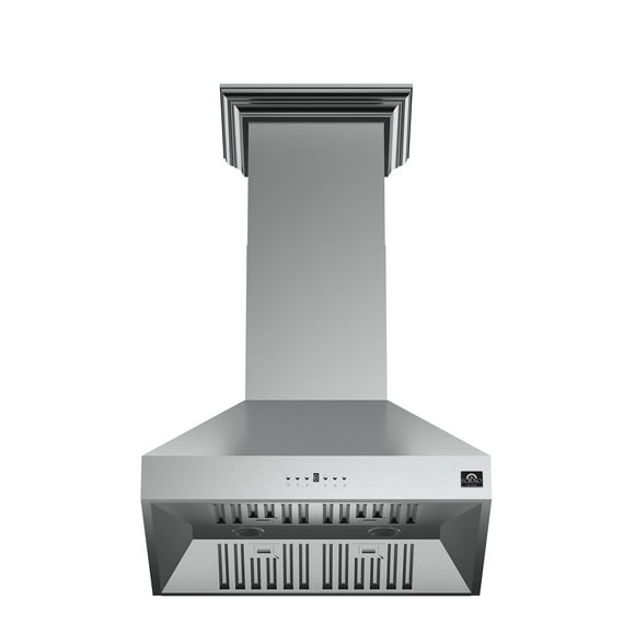 Forno Orvieto Wall Mount Range Hood In Stainless-Steel with Baffle Filters & Chimney