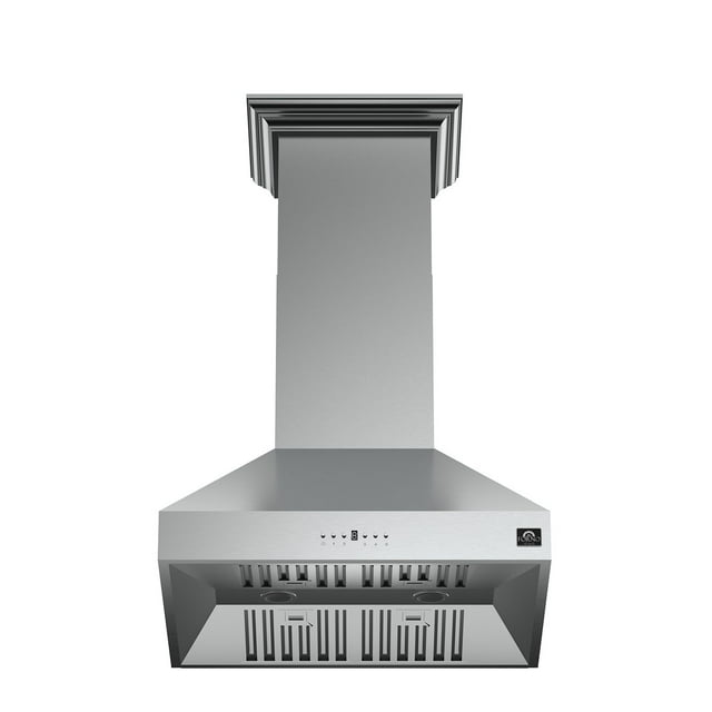 Forno Orvieto Wall Mount Range Hood In Stainless-Steel with Baffle Filters & Chimney