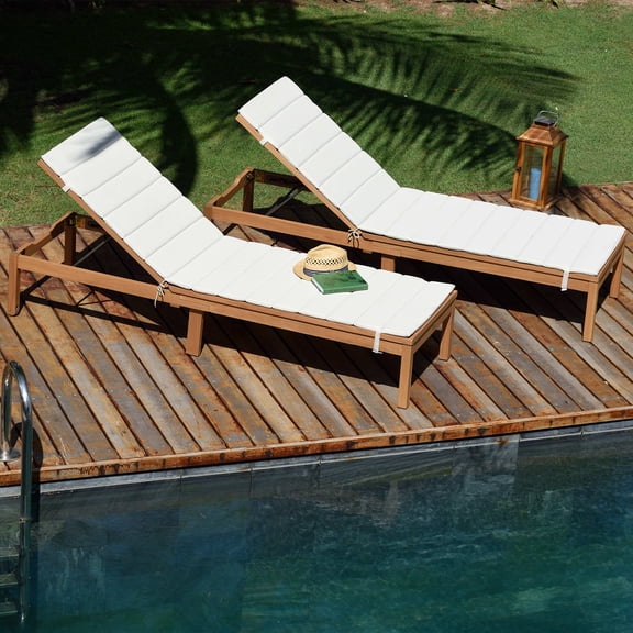 Amazonia Sandy Chaise Lounger with Teak Finish