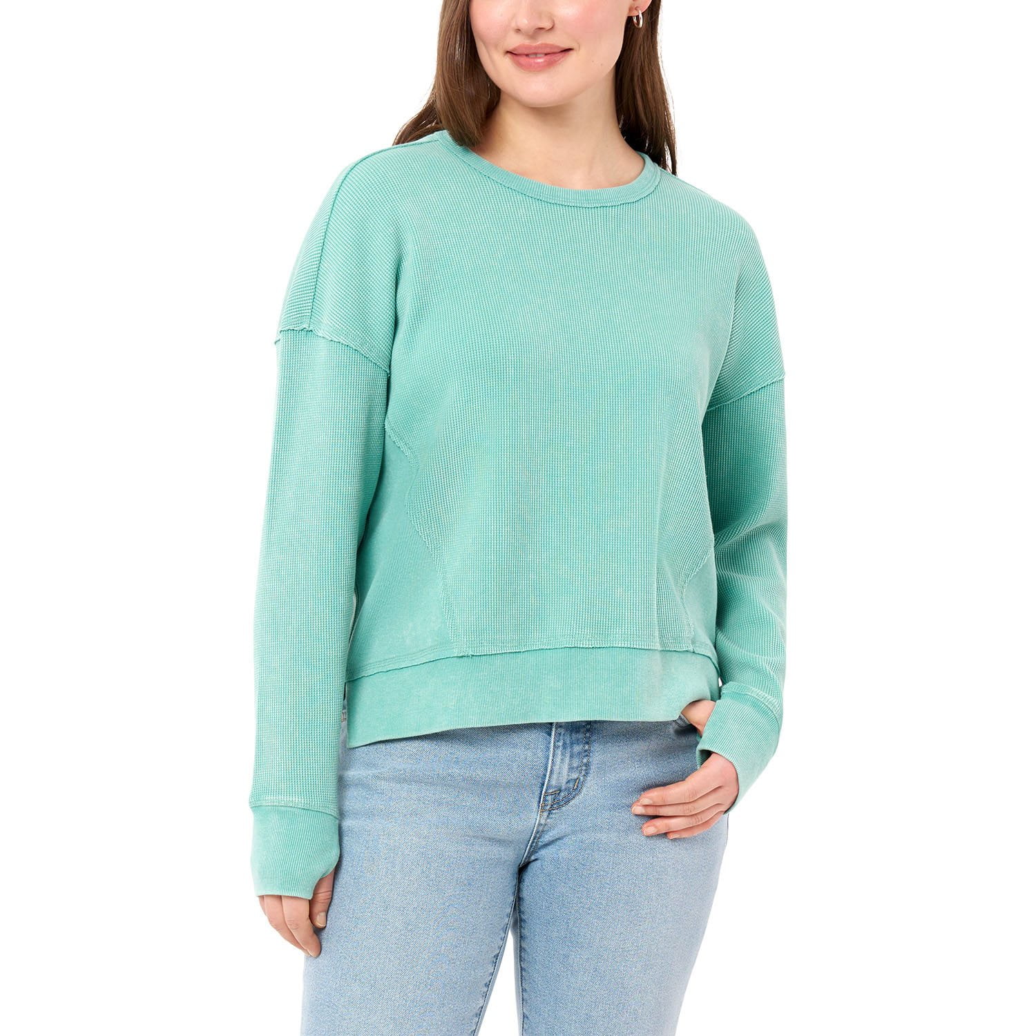 Seven7 Women's Long Sleeve Waffle Crewneck Top - Samsclub.com