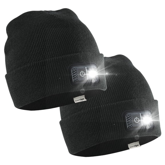 CAPLIGHT Rechargeable LED Beanies, 2-Pack