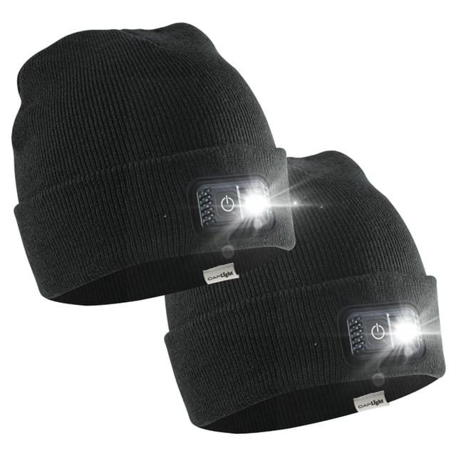 CAPLIGHT Rechargeable LED Beanies, 2-Pack