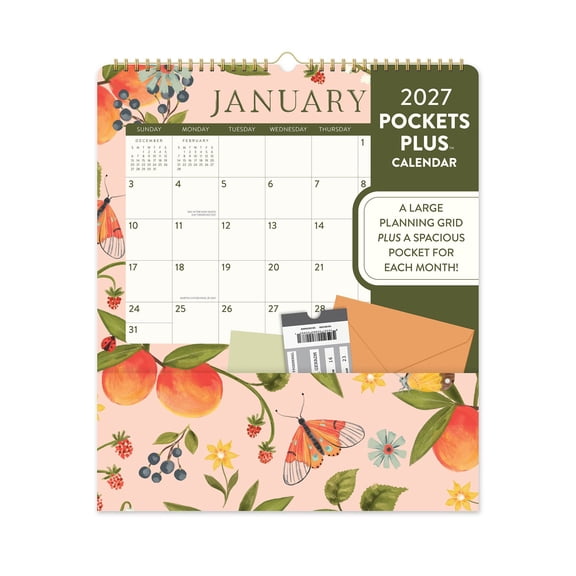 2027 Fruit and Flora Pockets Plus Calendar by Orange Circle, Calendar