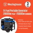 thumbnail image 2 of Westinghouse 28,000/20,000-Watt Tri-Fuel Gas, Propane, Natural Gas Powered Portable Generator with Remote Electric Start, 2 of 12